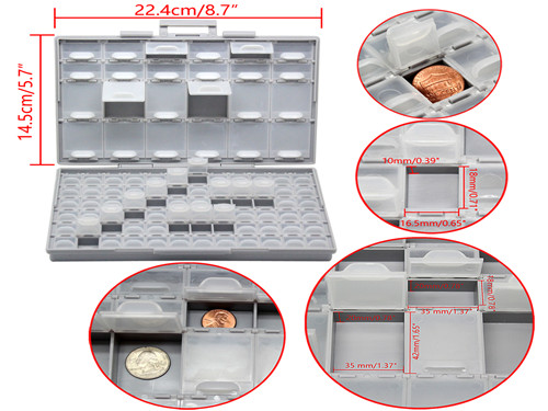 10pcs AideTek BOXALL96 96 Compartments Enclosure SMD SMT Parts Organizer Surface Mount Box Labels