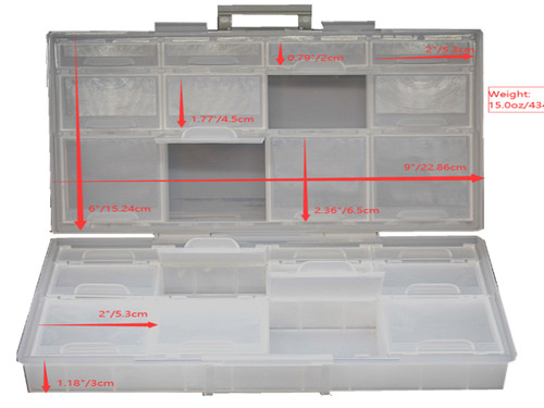 Aidetek half transparent BOX-ALL-24 small parts beads stationery jewelry box organizer